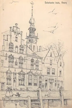 Szybka dostawa Veere Schotse Huis Illustratie pm. 1920 Noord-Beveland HC24680
