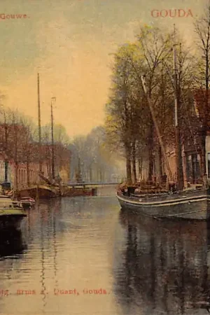 Wysoka jakość Gouda Gouwe hoek Achter de Vischmarkt en Groenendaalbrug HC9588