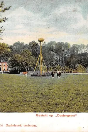 Warmond Gezicht op Oostergeest met ooievaarsnest en koeien in de wei HC54143 Promocja