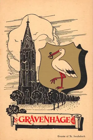 's-Gravenhage Groote of St. Jacobskerk en Wapen met ooievaar 1940 HC53919 Ostatnia szansa