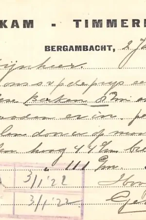 Szybka dostawa Bergambacht Briefkaart J. Oskam Timmerman prijsopgave triplex bij N.V. Overzeesch Hardhout te Rotterdam 1922 Bergambacht Krimpenerwaard HC49429