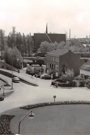 Autentyczny Gouda Albert Plesmanplein Tunnel Rechts verdwenen bebouwing en links terrein waar de Tunnelflat nu staat 1962 HC38199