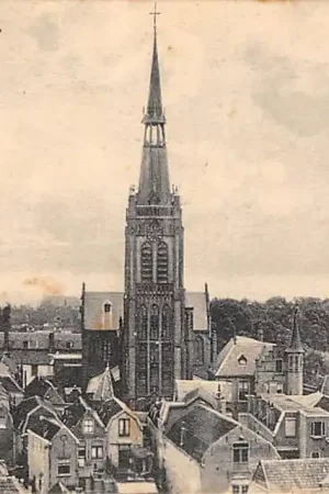 Gouda in vogelvlucht vanaf de Vrouwetoren R.K. Kleiwegkerk 1916 Gompers HC31749 Wyprzedaż