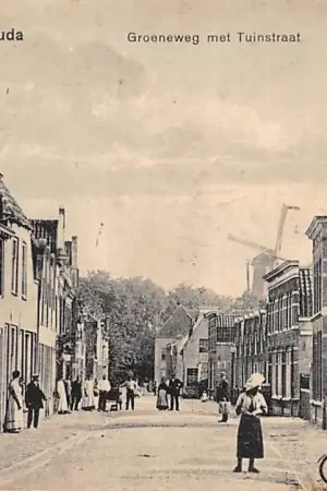 Gouda Groeneweg met Tuinstraat Molen 't Slot Gompers 1916 HC31736 Rabat