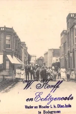Bodegraven met stempel W. Korff en Echtgenoote Vader en Moeder i.h. Diac. Huis 1900 HC30593 Oryginalny