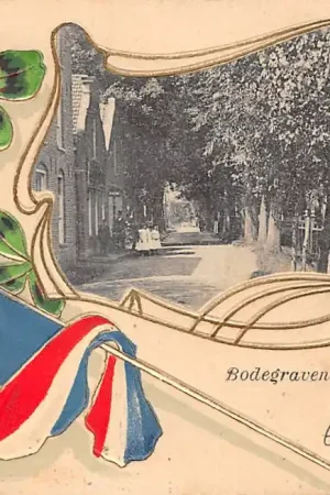 Bodegraven Noordzij 1900 Reliëfkaart met vlag HC28937 Tylko dziś
