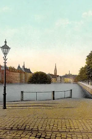 's-Gravenhage Hofvijver met parlementsgebouwen 1908 HC23337 Bezpieczna płatność