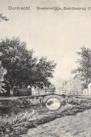 Dordrecht Bleekersdijkje Beeldjesbrug Ca. 1845 (naar W.de Klerk) HC22301 Autentyczny