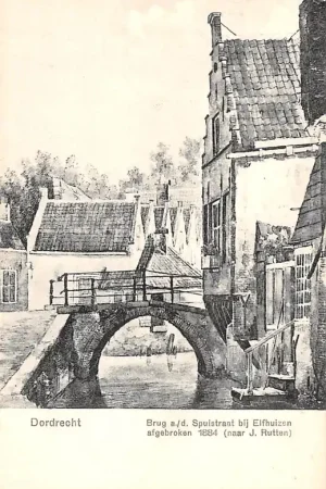 Tylko dziś Dordrecht Brug a.d. Spuistraat bij Elfhuizen afgebroken 1884 Naar J. Rutten HC21804